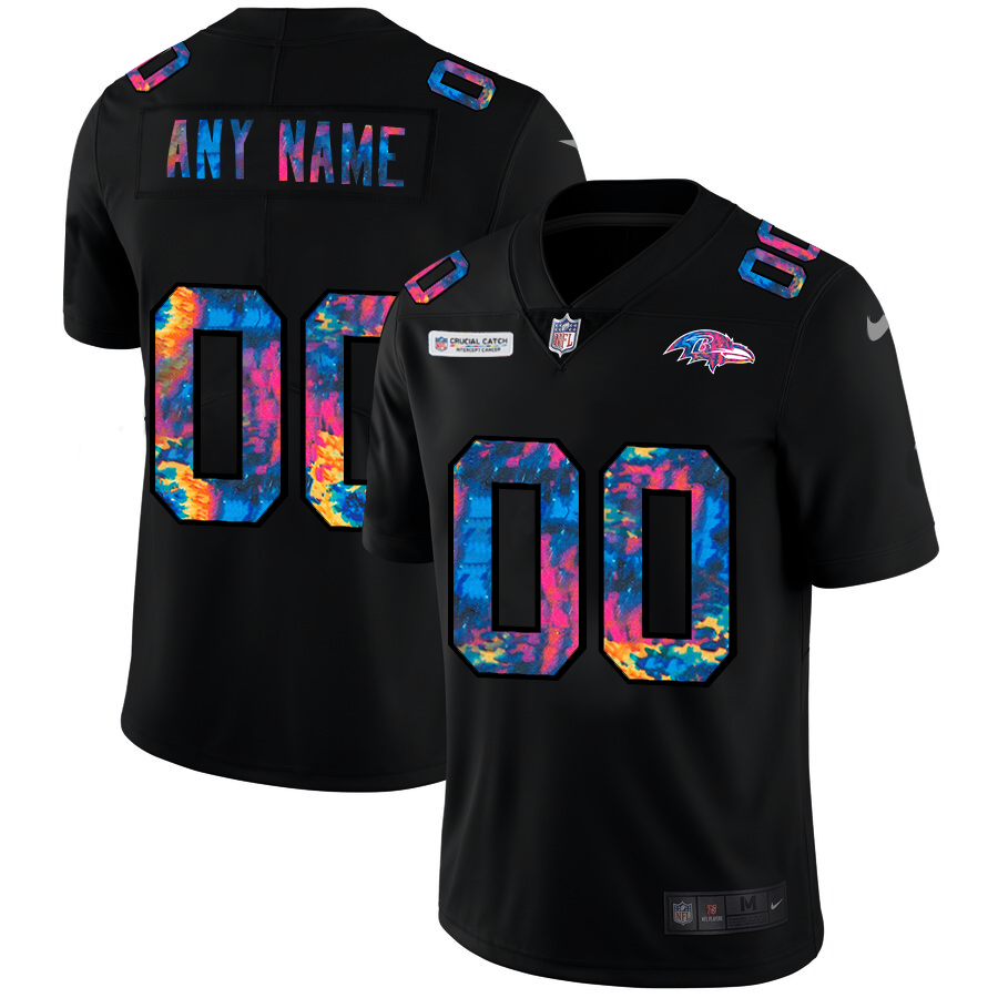 Baltimore Ravens Custom Men Nike MultiColor Black 2020 NFL Crucial Catch Vapor Untouchable Limited Jersey->customized nfl jersey->Custom Jersey